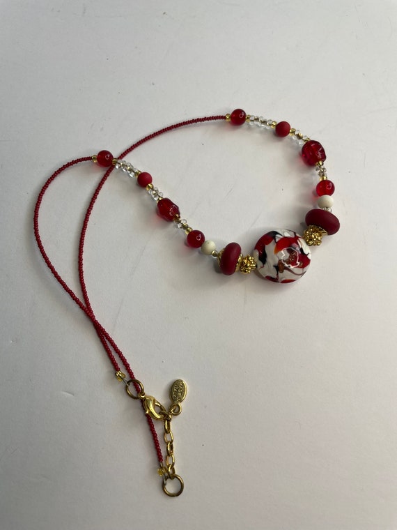 Authentic Murano red and white  necklace - image 2
