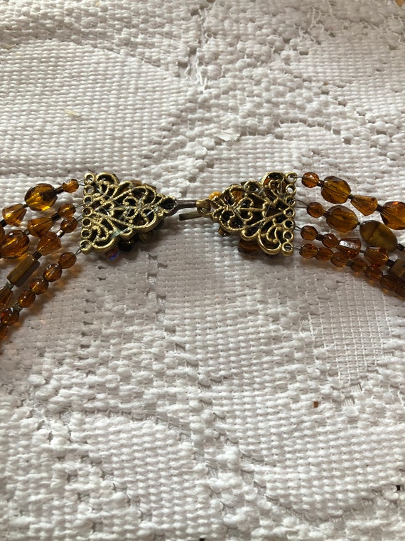 Vintage 4 strand glass and tigers eye necklace - image 4