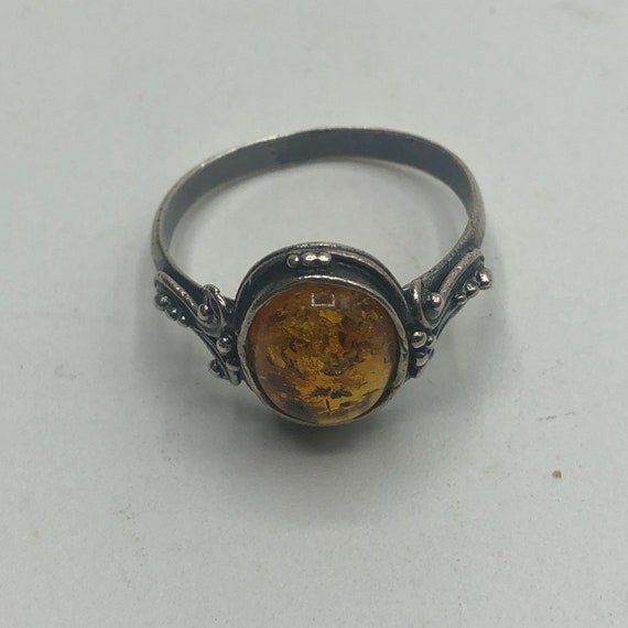 Sterling silver ring with faux amber stone - image 1