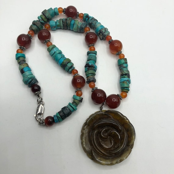 Turquoise and carnelian necklace