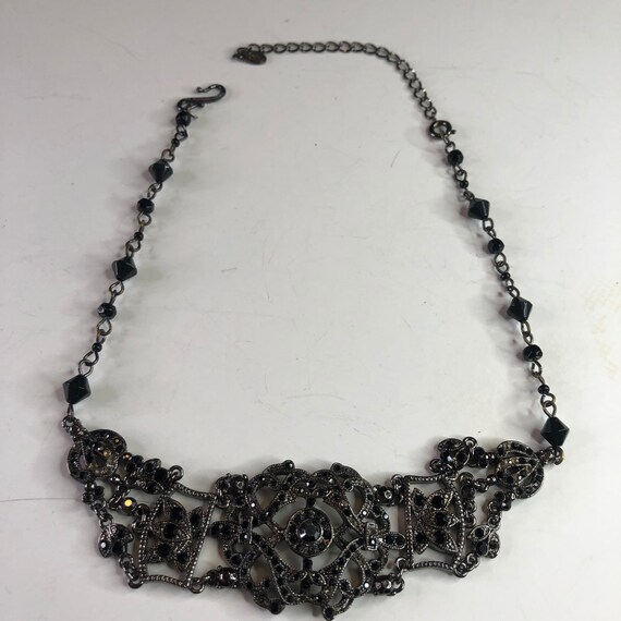 Monet gun metal and black rhinestone choker - image 3