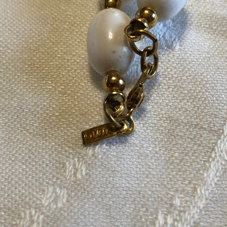 Monet white and gold bead necklace