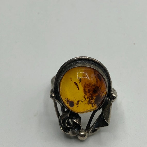 Amber and sterling ring - image 5