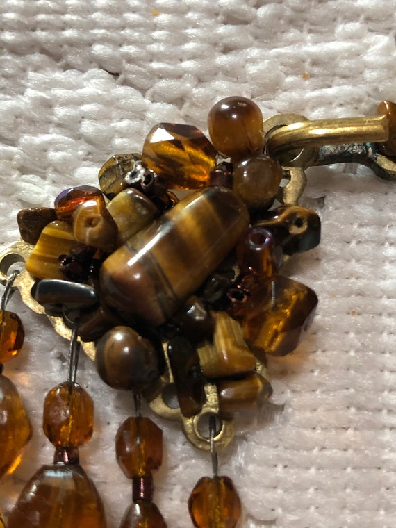 Vintage 4 strand glass and tigers eye necklace - image 6