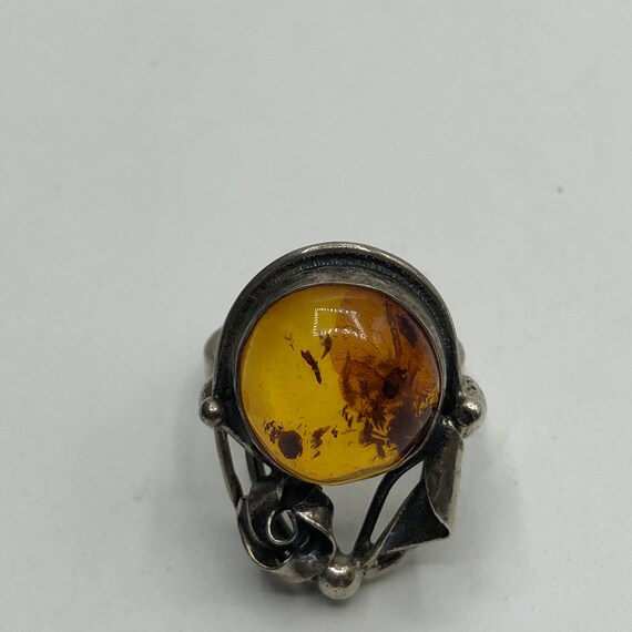 Amber and sterling ring - image 4