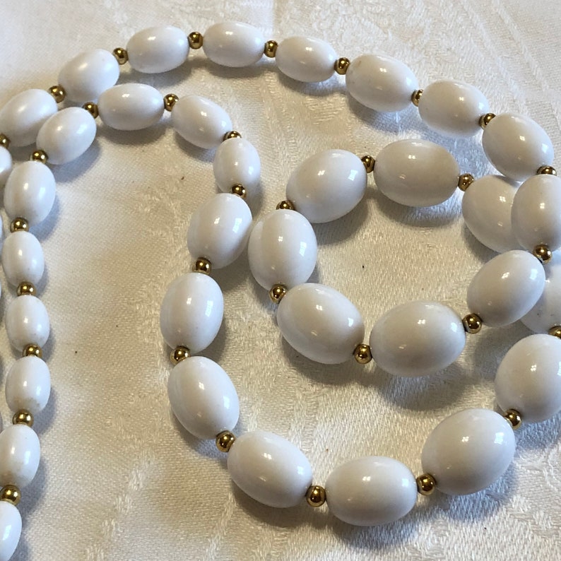Monet white and gold bead necklace