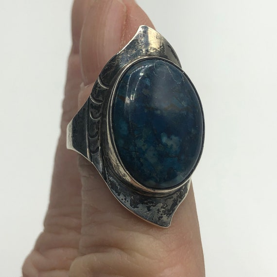 Azuite and sterling ring - image 1