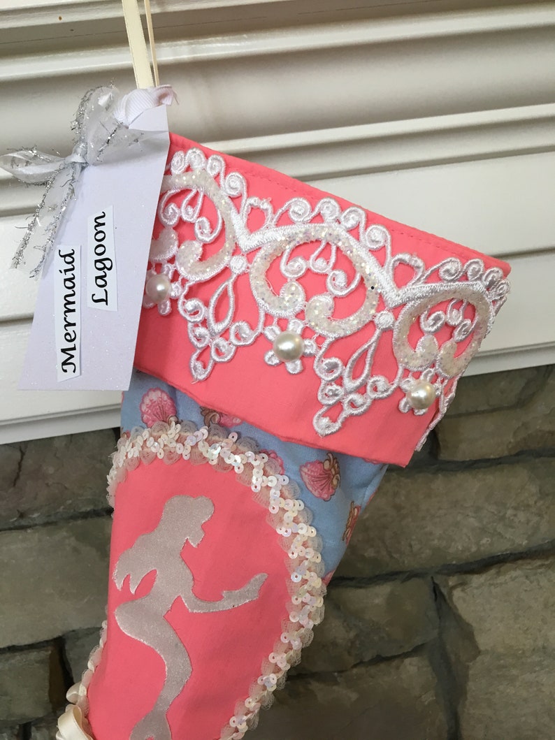 Cream Mermaid Lagoon Christmas Stocking