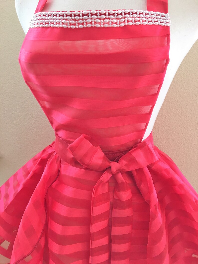 Red Striped Sheer Lingerie Babydoll DressApron