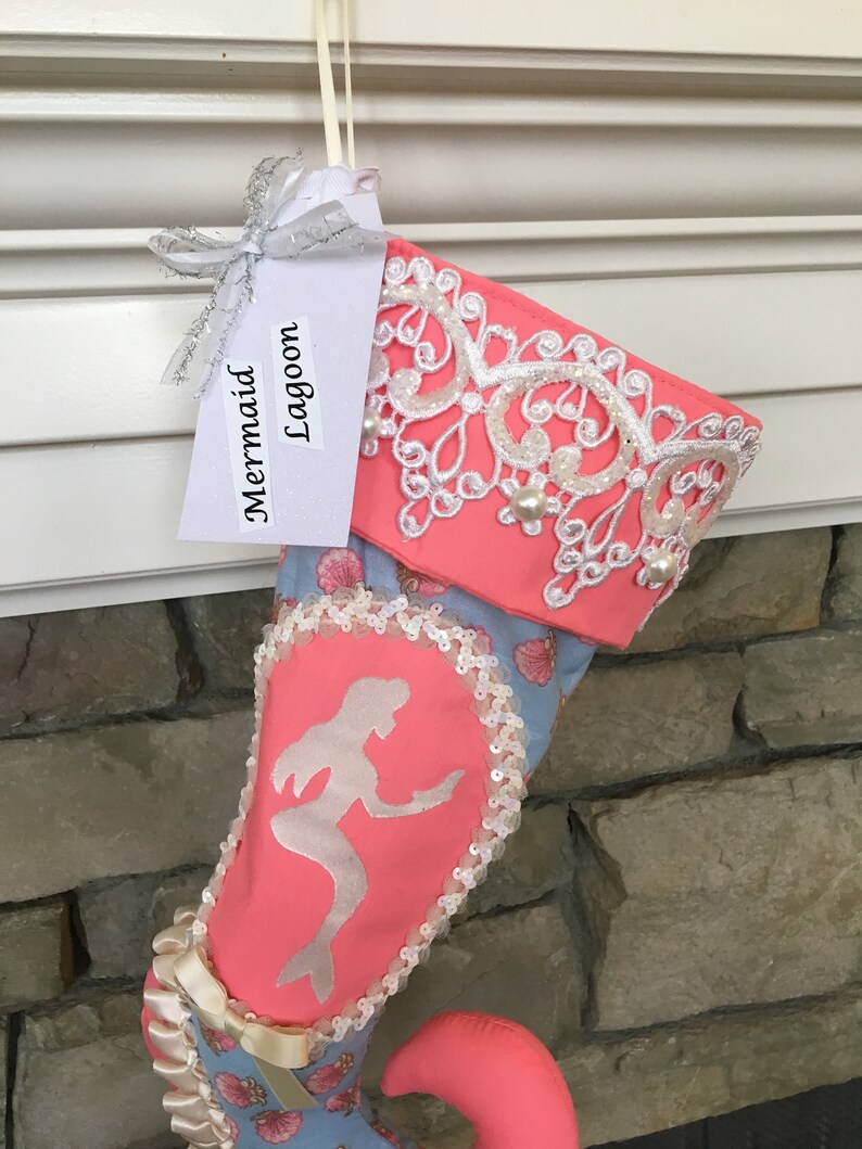 Cream Mermaid Lagoon Christmas Stocking