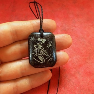 Aquarius Zodiac Necklace Unisex - Aquarius Constellation Necklace Pendant - Basalt Stone Pendant - Zodiac, Black Pendant
