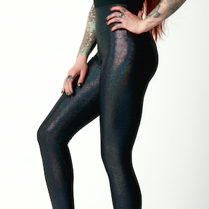 Leggings glitter olografici, pantaloni rave da donna, leggings Burning Man, pantaloni olografici Swirl, abbigliamento da festival donna, sfilata di sirene, lgbtq+