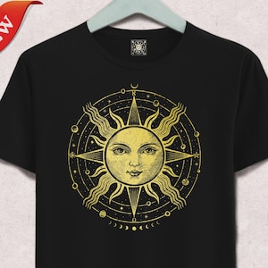 Sonnen T-Shirt Gold auf Schwarz