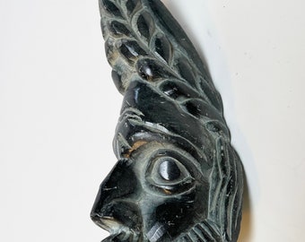 Anatolian Zeus Statue: Serpentine Stone Horned God Sculpture