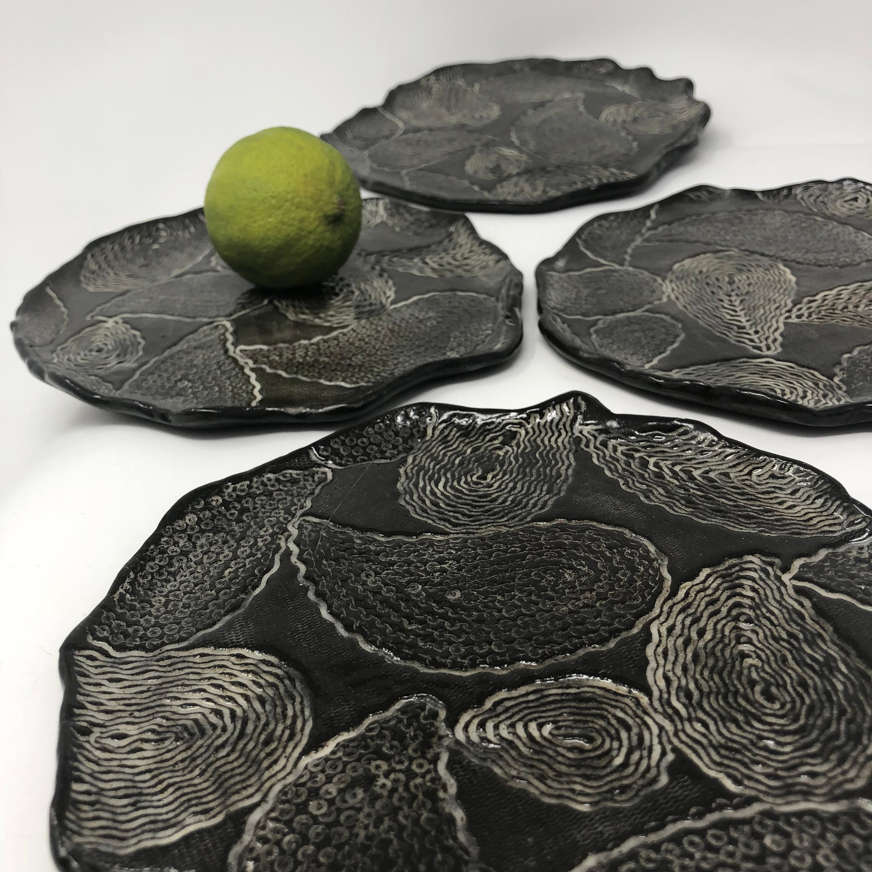 Black and White Dishes Pottery Lunch Plate Set Plate Set Snack