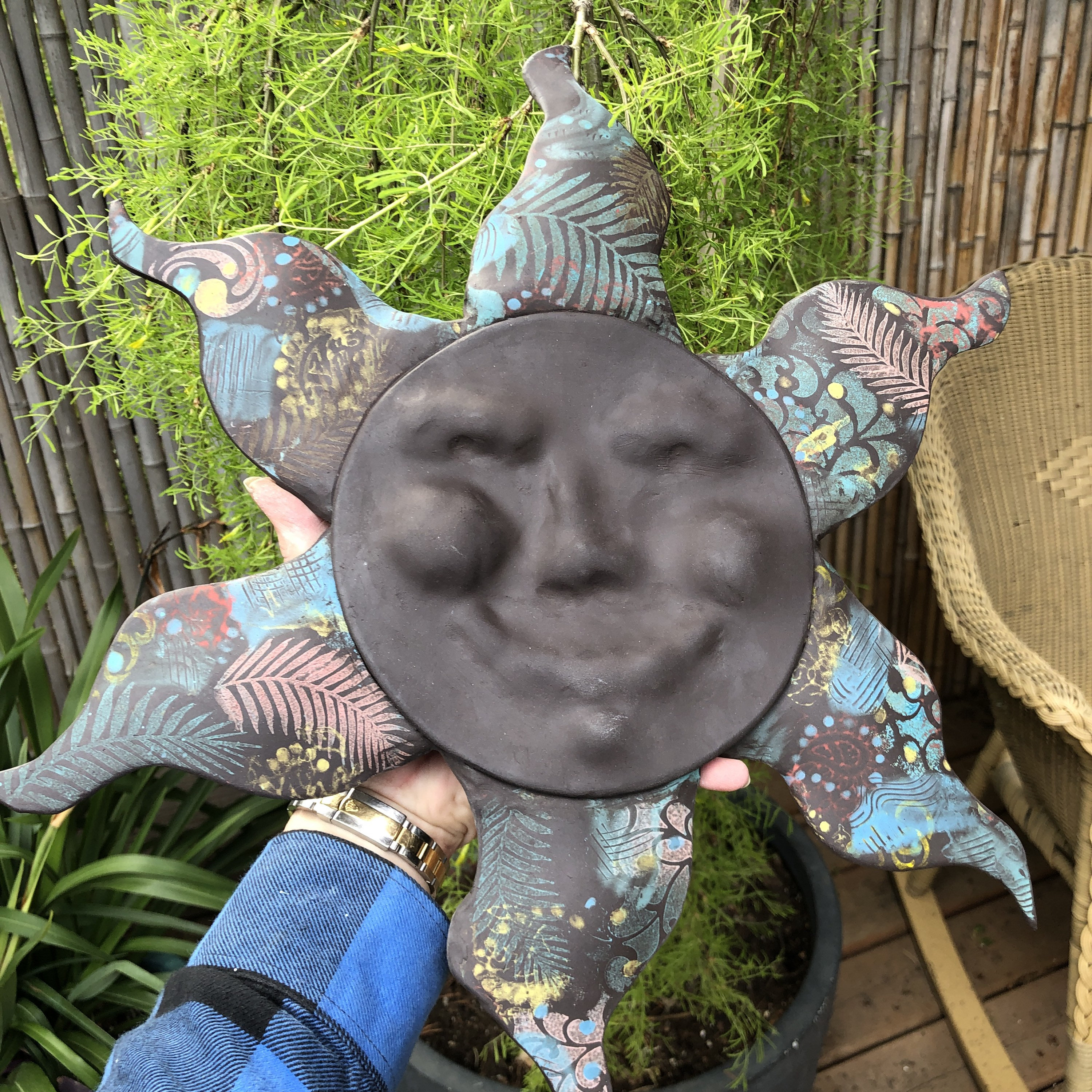 Smiling Sun Wall HangingGarden Artpottery sunyard artgarden sun