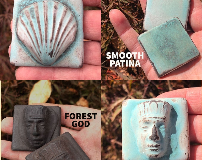 Shell & Forest God and Smooth  'Artifact' Mosaic Handmade Tiles-Design your own Mosaic-Blacksplash-artisan tile-handmade tile-shell tile