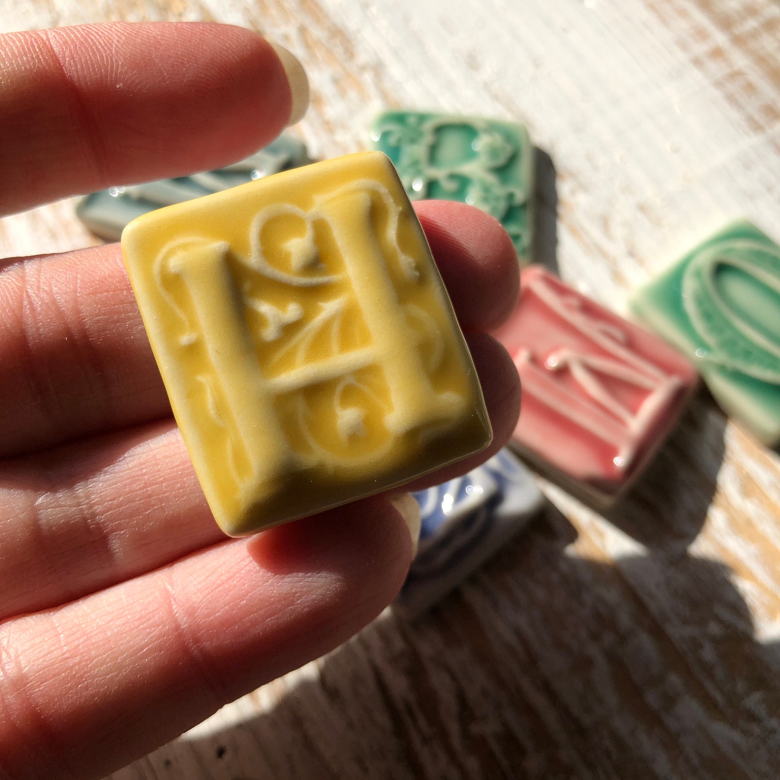 Letter Tiles-ceramic Letters Alphabet Tile-handmade - Etsy