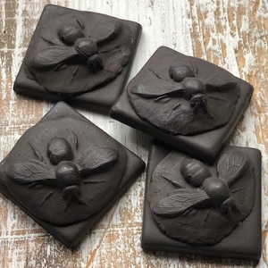 Artisan "Bee Black" Artisan Handmade tile-Handpainted Tile-Bee Tile-Mosaic Tile-Custom Tile-art tile-backsplash tile-unique tile-craft tile