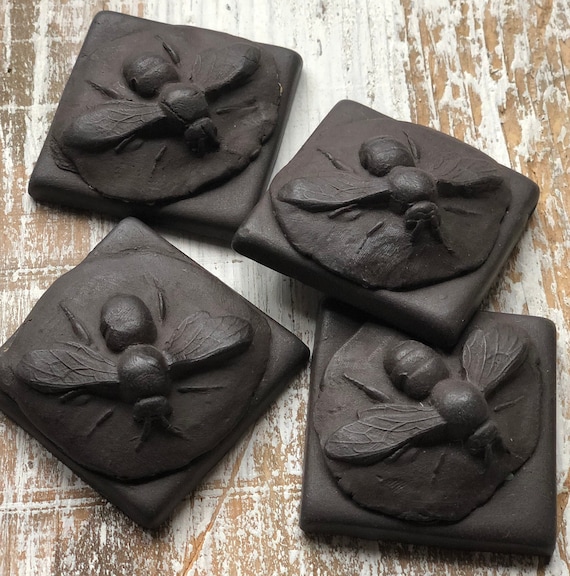 Artisan "Bee Black" Artisan Handmade tile-Handpainted Tile-Bee Tile-Mosaic Tile-Custom Tile-art tile-backsplash tile-unique tile-craft tile