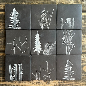 Moonlight Frost Artisan Tiles-black and white tiles-handmade tile-funky tile-unique tile-backsplash tile-black tile-mosaic tile rustic tile