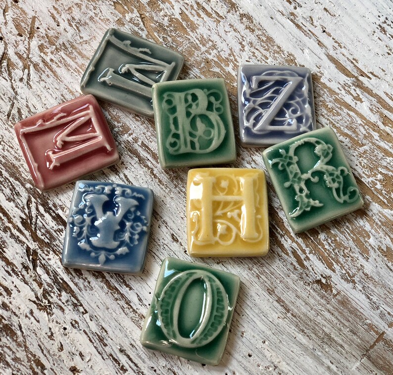 Letter Tiles-ceramic Letters Alphabet Tile-handmade - Etsy