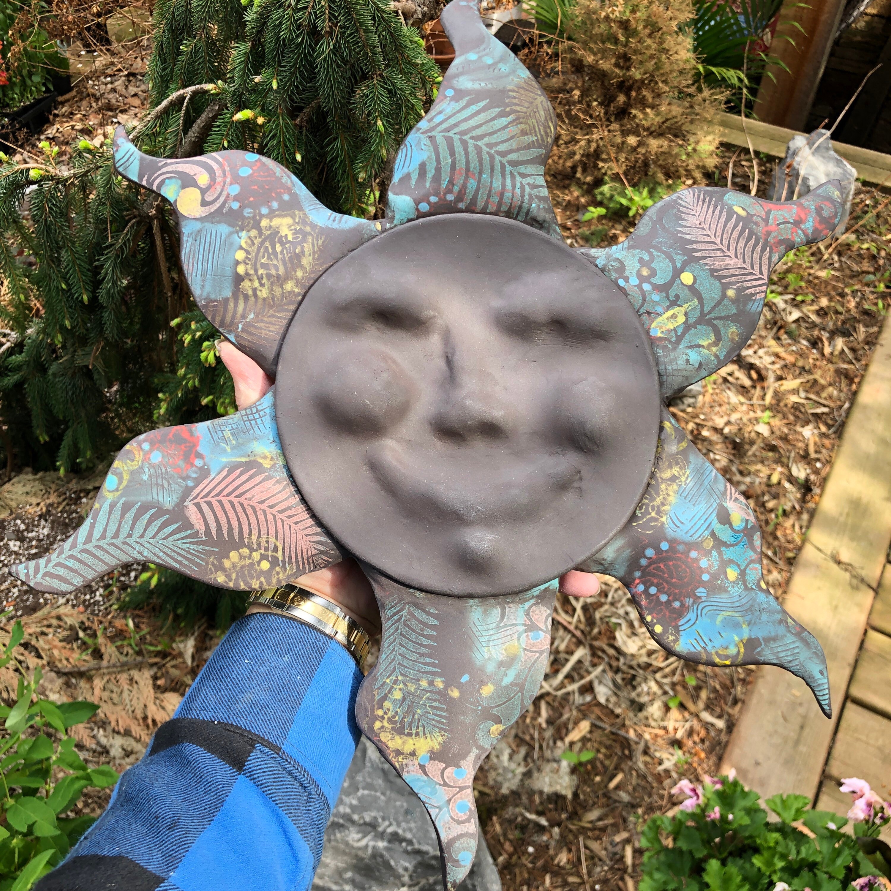 Smiling Sun Wall HangingGarden Artpottery sunyard artgarden sun