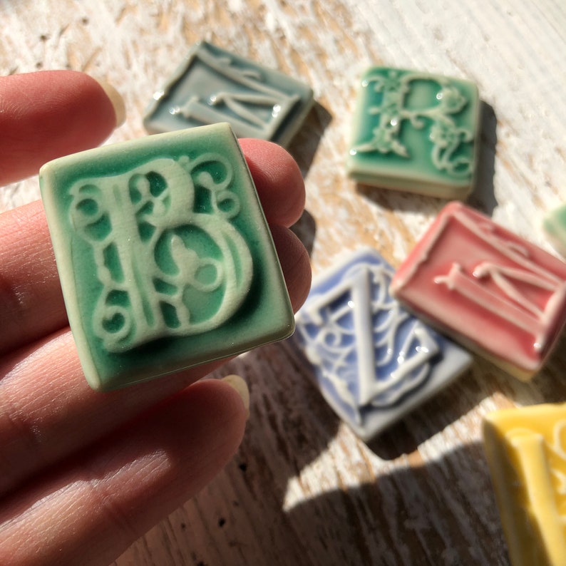 Letter Tiles-ceramic Letters Alphabet Tile-handmade - Etsy