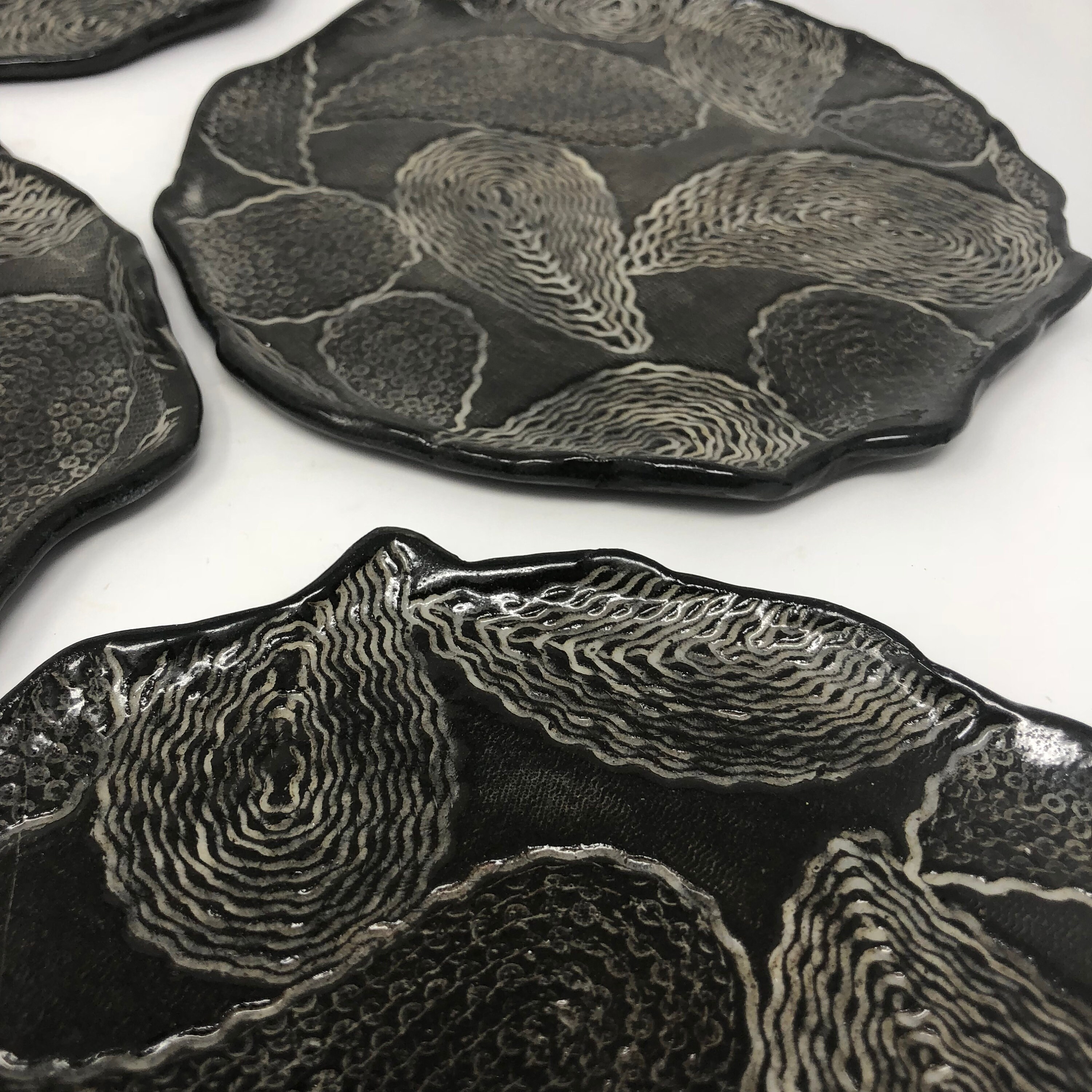 Black and White Dishes Pottery Lunch Plate Set Plate Set Snack