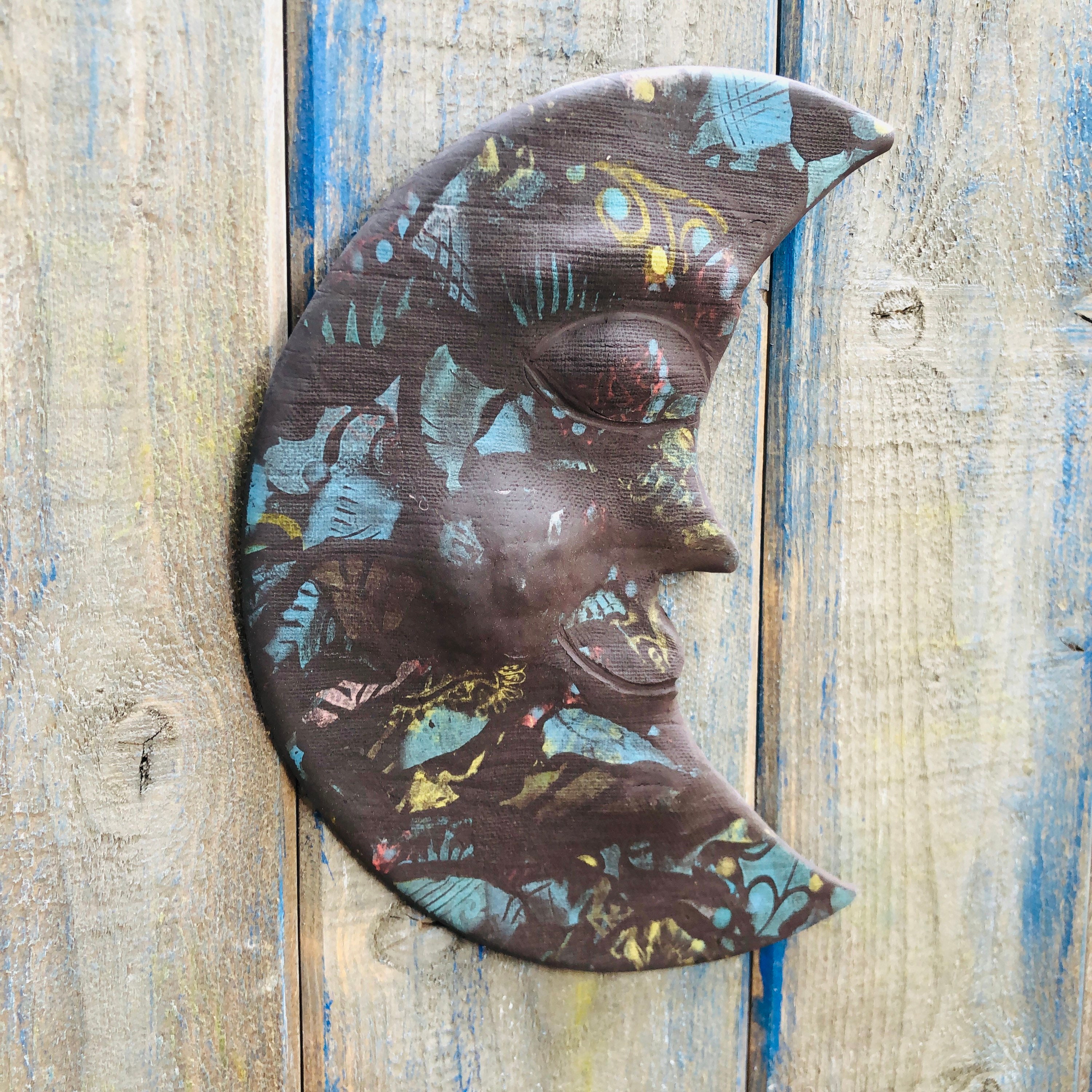 Blue Moon Pottery Wall HangingGarden Moonyard artmoon picturemoon