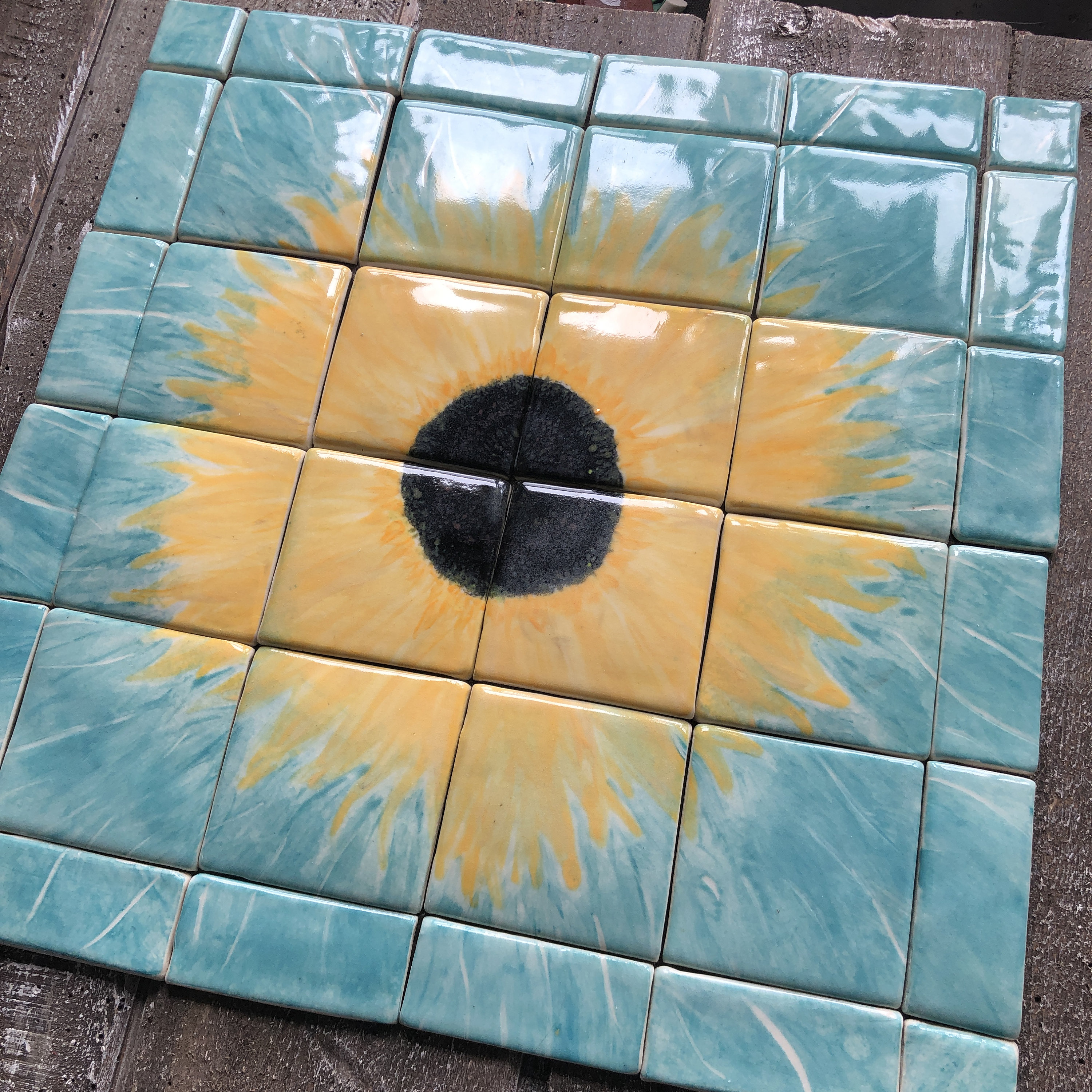 Sunflower BacksplashTile MosaicHandpainted tilestile Etsy