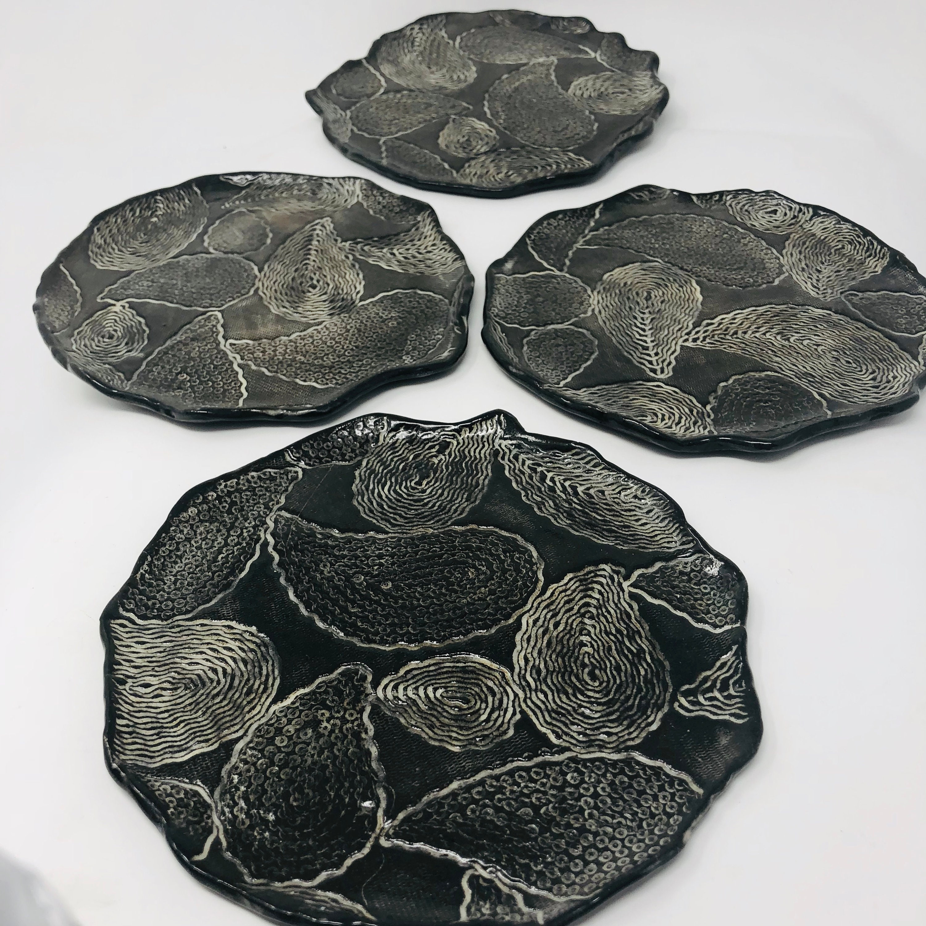 Black and White Dishes Pottery Lunch Plate Set Plate Set Snack