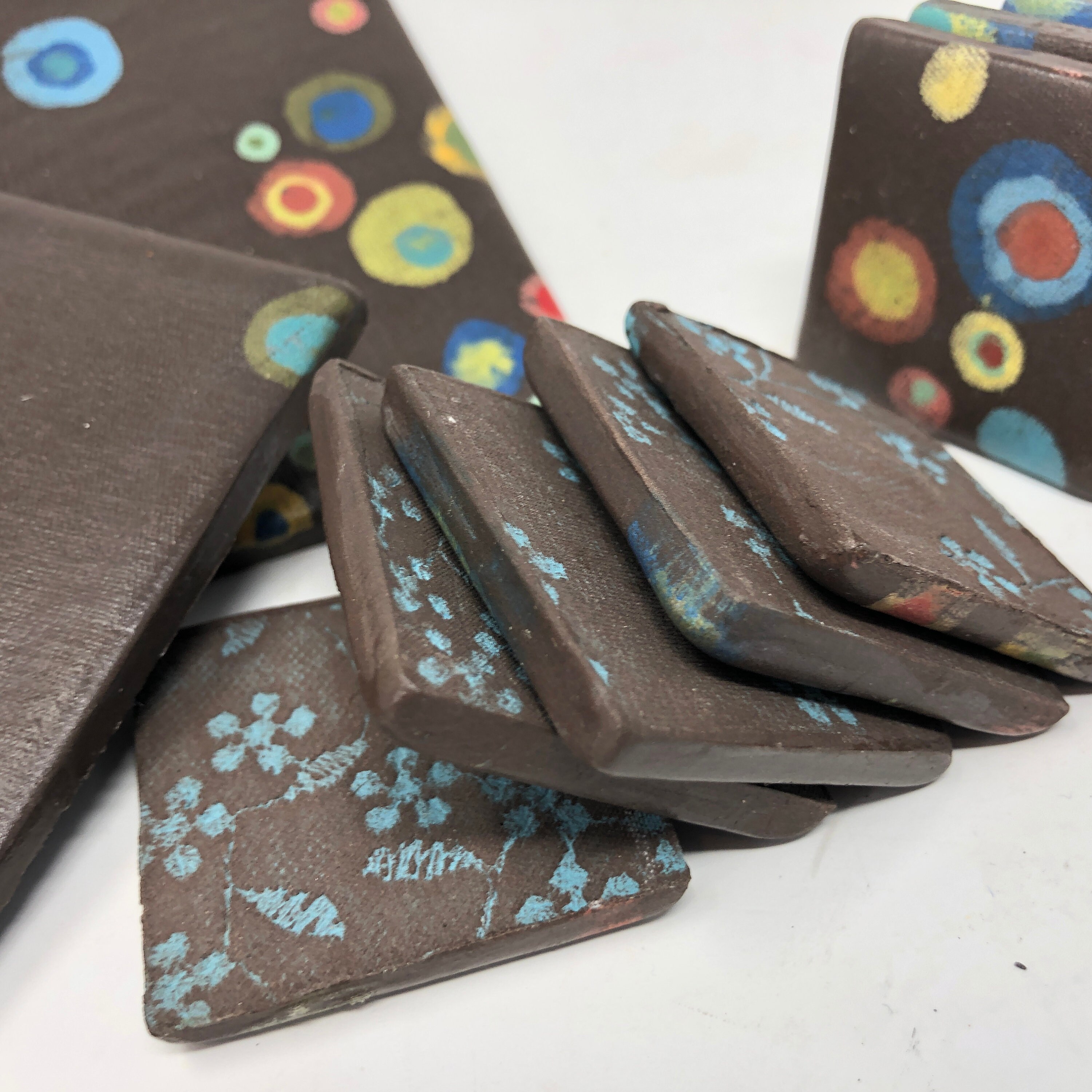 Spot On set of 24 Tileshandmade tiles set Hand Painted tileBlack TileArt tileCraft tile