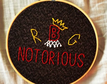 RBG Embroidery Hoop Art | Hand Sewn | Unique Gift | Home Decor