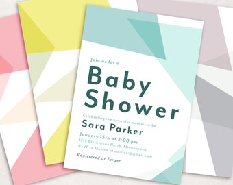 Modern Geometric Baby Shower Invite Unique Editable Printable