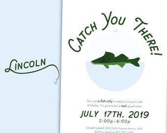 Summer - fishing - fish - o-fish-ally - gone fishing - printable - editable - birthday - invite - boy - girl - nature