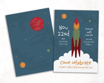 Space Birthday Invitation - Editable - Printable - Astronaut - Around the sun - Out of this world - Planet