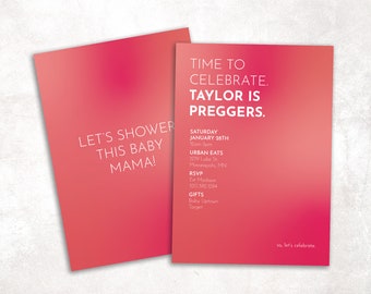 ANY COLOR - Editable Baby Shower Invite - funny - pregger - knocked - preggers - baby mama - printable