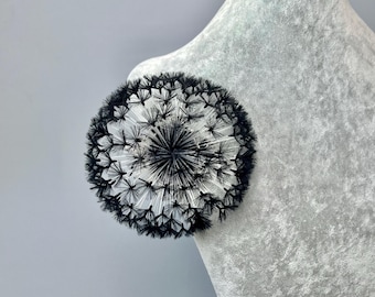 Pin Brooch Dandelion Clock, Unbleached White Dandelion Jewellery ...