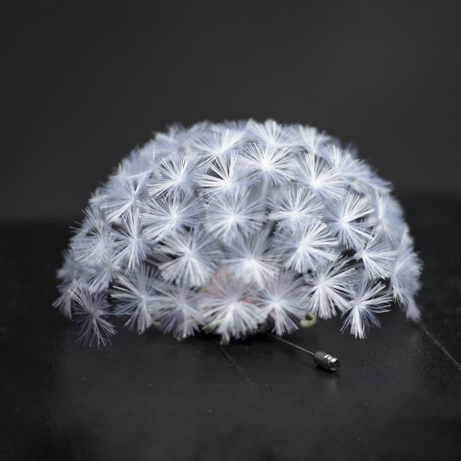 Purple Enamel Dandelion Brooch Vintage Flower Jewelry