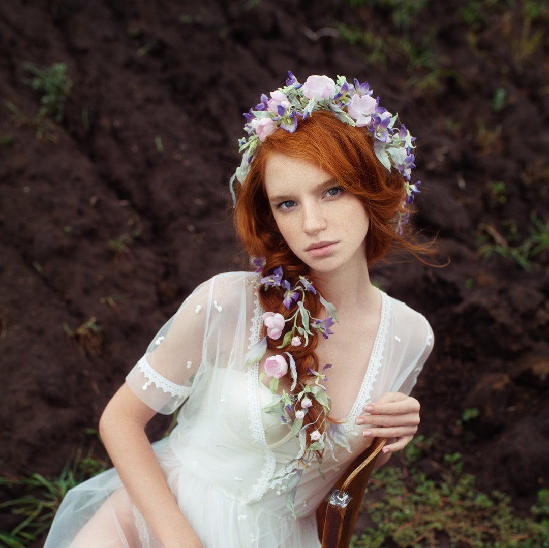 Silk Flowers for Hair. Jewelry Headdress Violet Apple Bloom. - Etsy