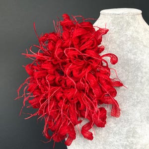 Brooch chrysanthemum red.Hairpin in the form of a chrysanthemum. Designer brooch flower. Silk brooch flower hairpin. Bright brooch accessory