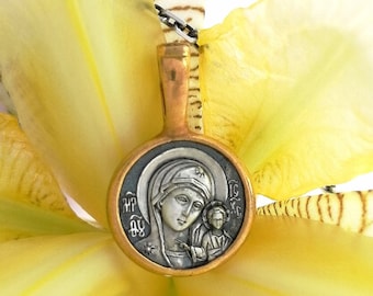 Gilded Silver Pendant of the Virgin of Kazan