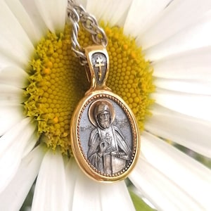Orthodox Silver 925 Icon Pendant St. Job the wonderworker of Pochaevsky