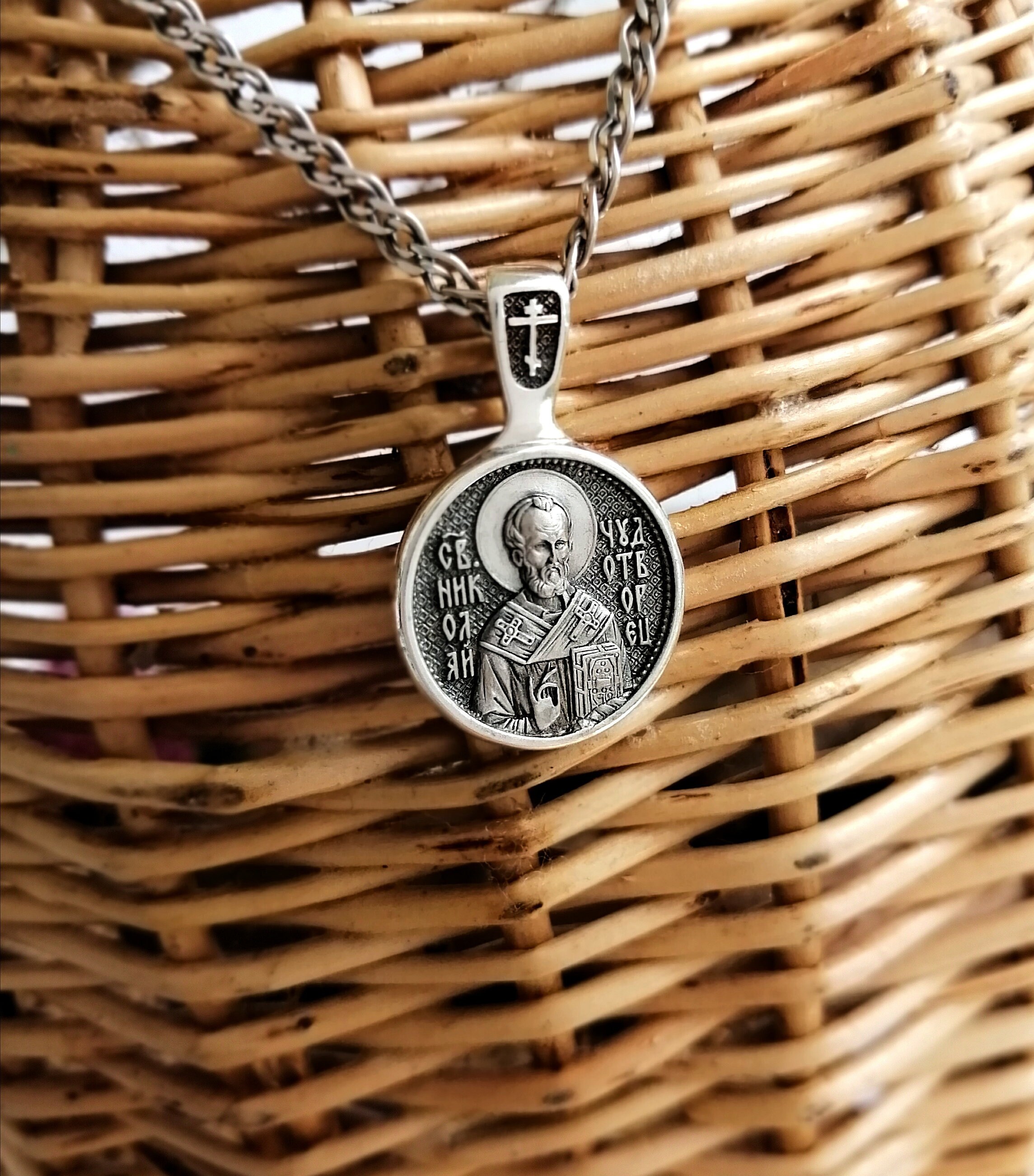St Nicholas Necklace Sterling Silver, Silver Saint Necklace