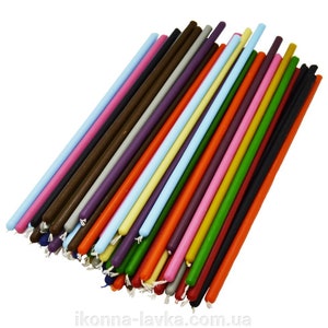 Colored mixed Church Orthodox beeswax & paraffin candles 20 cm, set of 60 pcs.