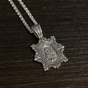 Virgin Mary Necklace Silver , Madonna and Child Silver Medal Mary ...