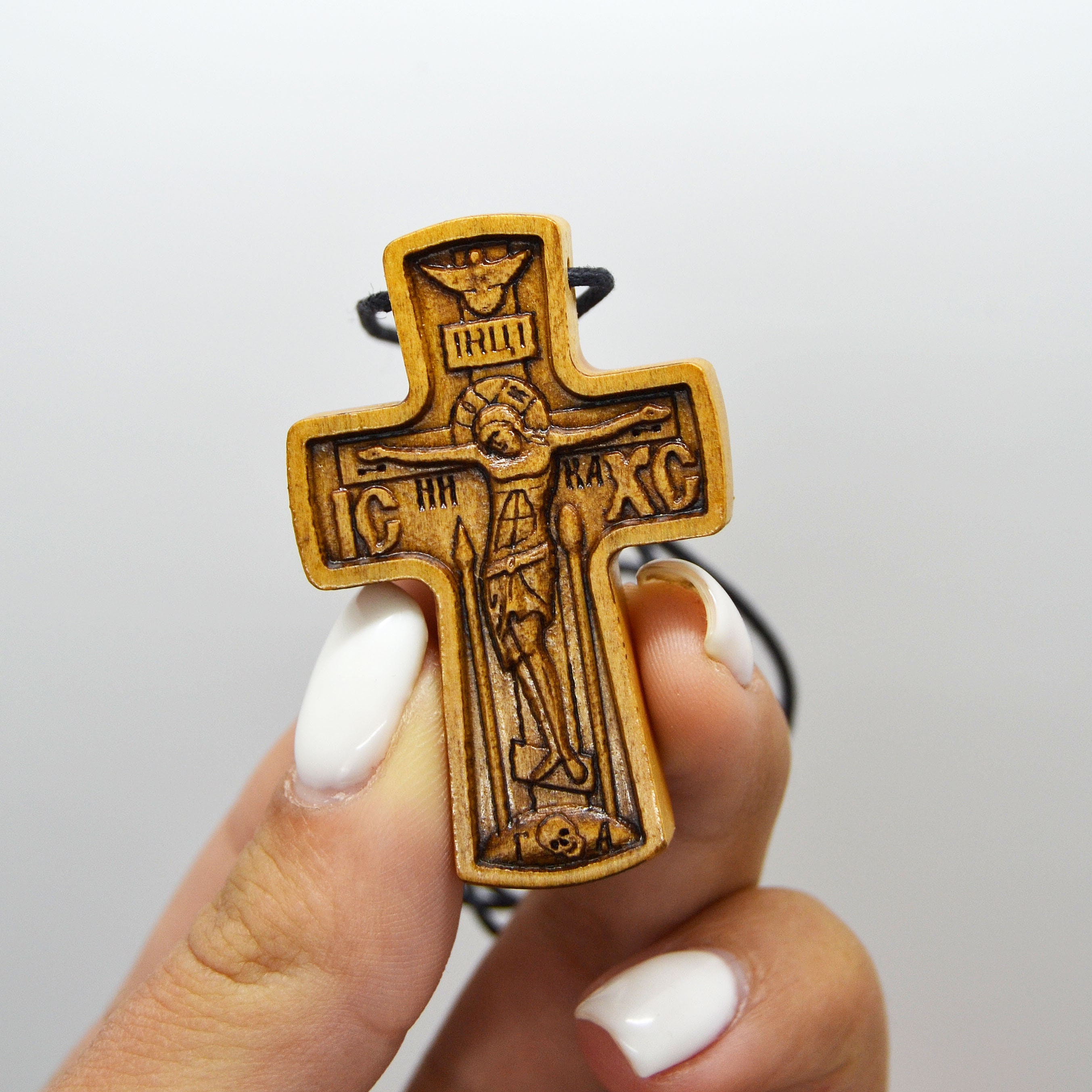 Necklace Wooden Cross Orthodox carved from wood Christian Etsy
