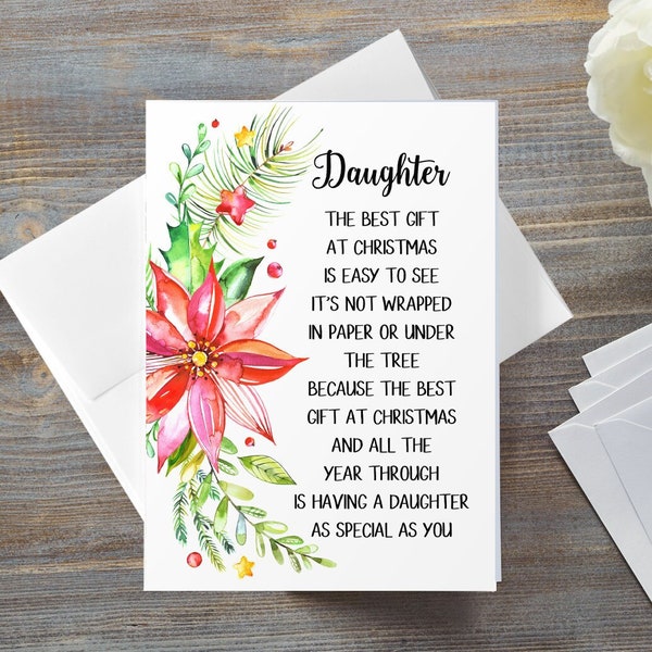 Daughter Christmas Card, Christmas Card For Daughter, The Best Gift At Christmas, Merry Christmas Daughter, Special Daughter Card, Xmas Card