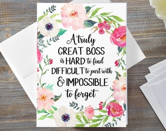 Boss Card, Boss Leaving, Boss Retiring, Leaving Work Card, A Truly Great Boss Is Hard To Find, Farewell Card, Card For Boss, Retirement Card